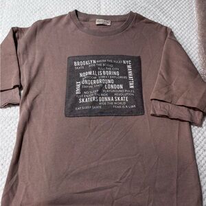 Zara Brown Graphic Short Sleeve Tee